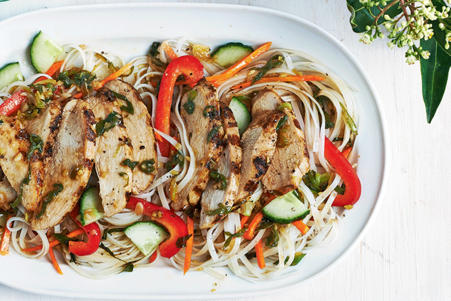 Spicy Ginger and Green Onion Noodle Salad With Grilled Chicken | Canadian Living