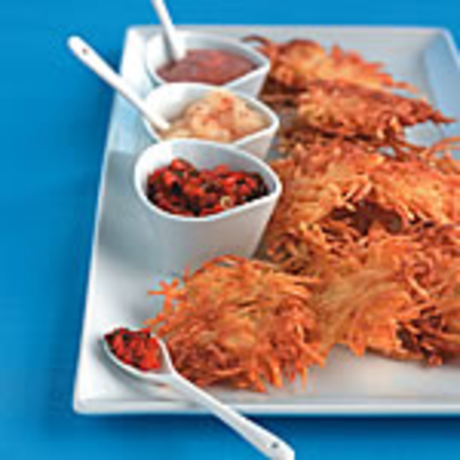 Golden Latkes with 3 simple homemade toppings Canadian Living