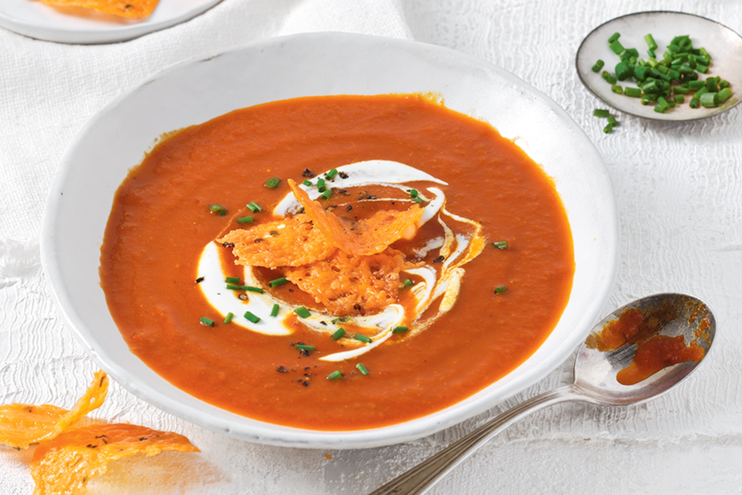 Tomato Soup With Cheese Crisps | Canadian Living