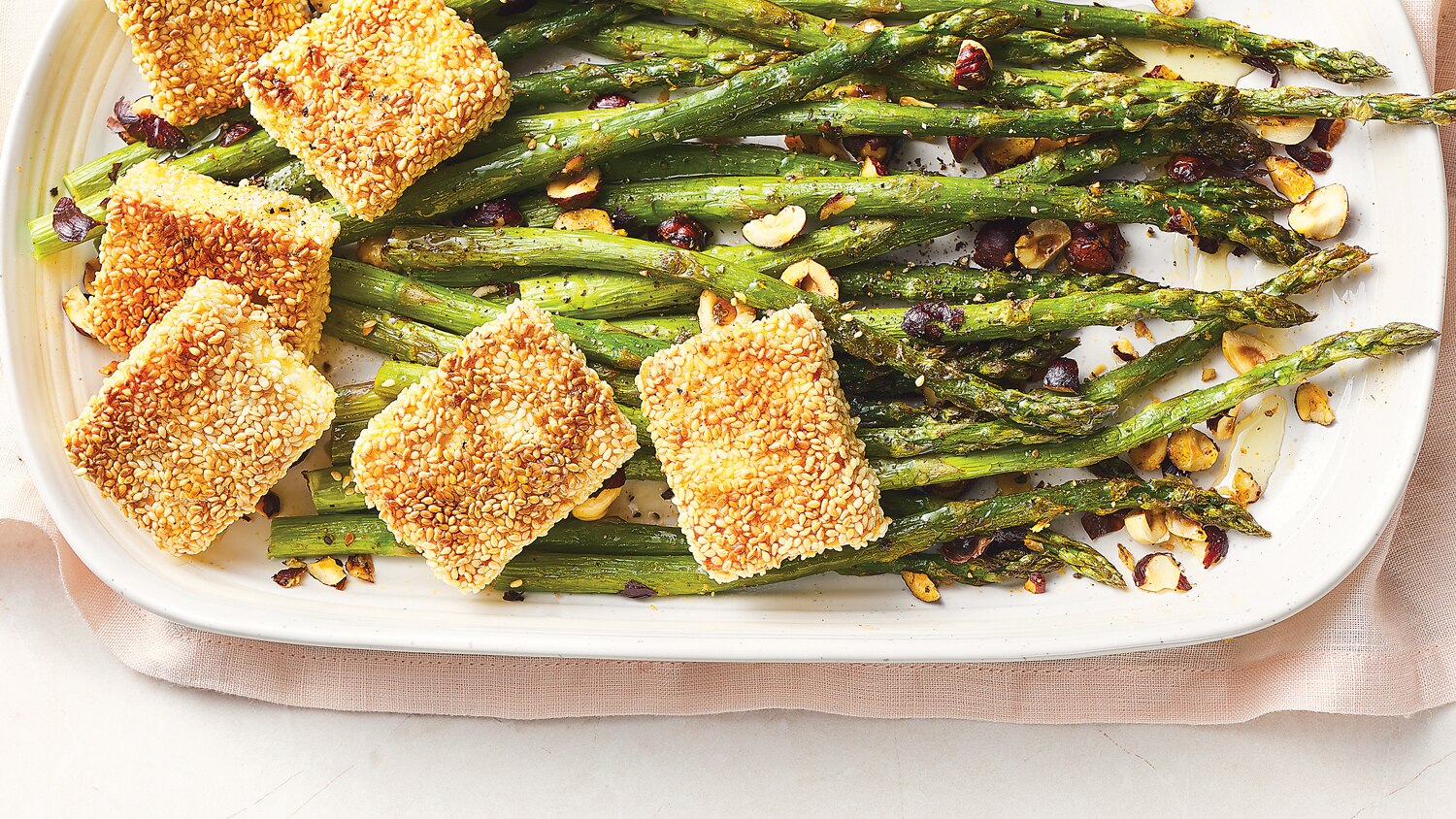 Sesame-Breaded Feta & Roasted Asparagus | Canadian Living