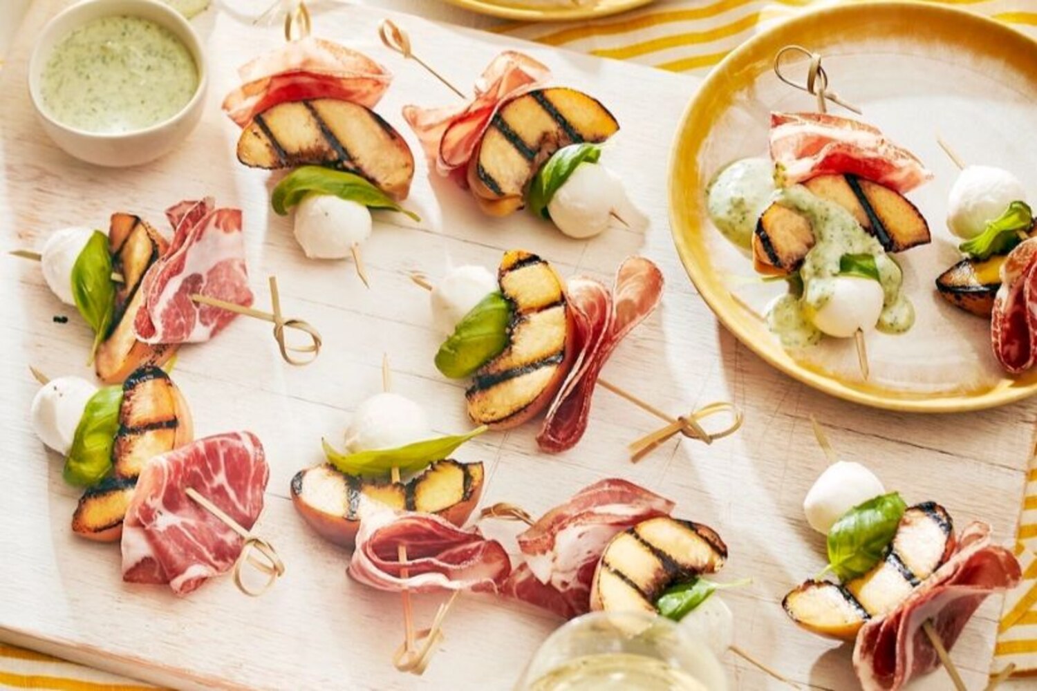 Peach & Coppa Skewers With Herb Dip | Canadian Living