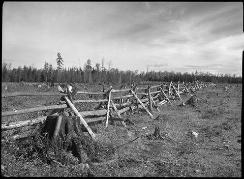 Clôture temporaire avec Adrien Dumas à Saint-Côme dans le comté de Beauce, 1943.