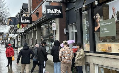 Canon's Papa Sandwich: Popularity Closes Avenue Cartier Restaurant Customers line up outside Papa Sandwich