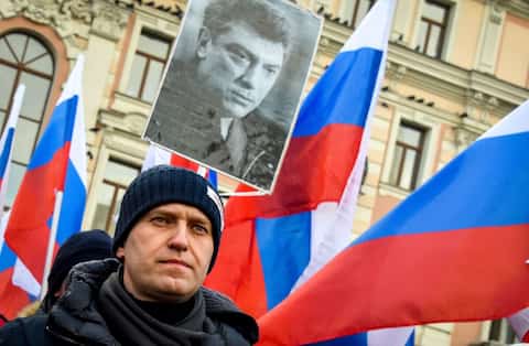 Alexei Navalny lors d'une manifestation à la mémoire de Boris Nemtsov à Moscou, février 2018.