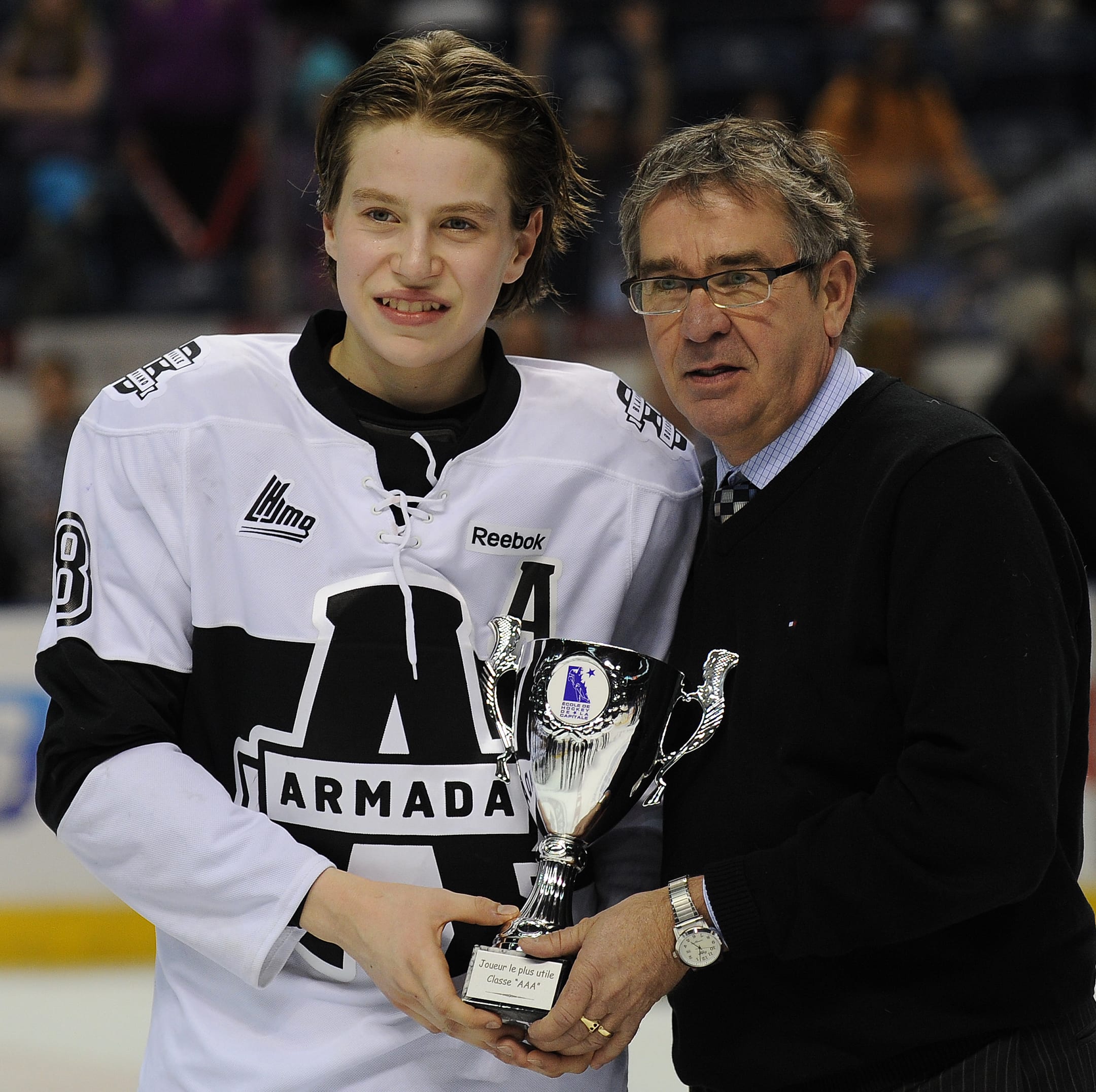 Samuel Poulin recebeu o título de jogo mais útil na classe AAA, no Tournoi pee-wee de 2014.