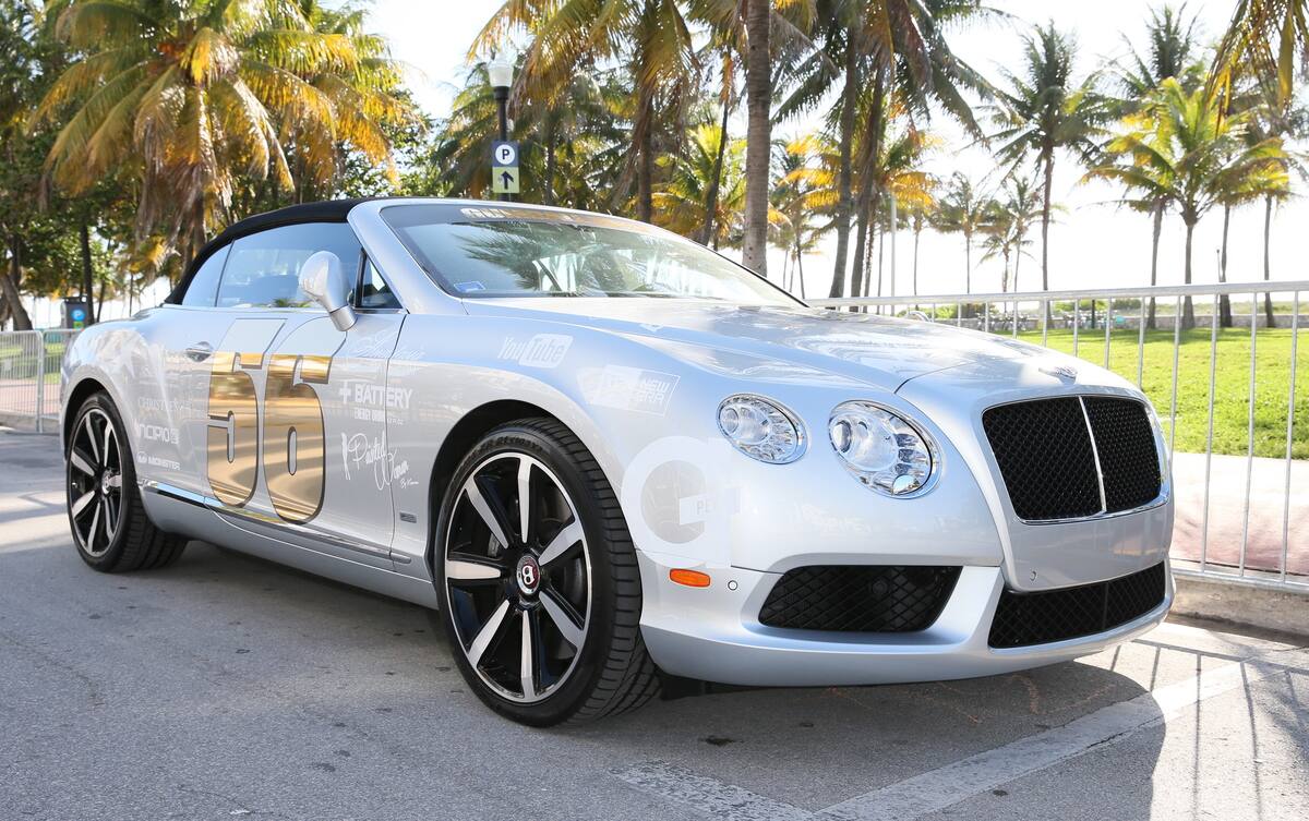 Miami's Ocean drive plays host to millions of dollars worth of souped-up horse power as a bevvy of exotic motors line up on the starting grid for the 2014 Gumball 3000 Rally. This year the mechanical beasts will race along a route that will stop off in Atlanta, New York City, Edinburgh, Manchester, London, Paris, and Barcelona before hitting the finishing line in clubbing mecca Ibiza.

Featuring: Bentley Continental GT
Where: Miami, Florida, United States
When: 05 Jun 2014
Credit: Wright/Beiny/WENN.com