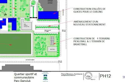 Planos do novo centro esportivo. Fonte: Ville Mont-Royal