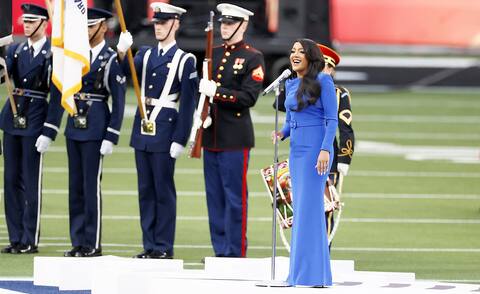 Mickey Guyton performed the US national anthem.