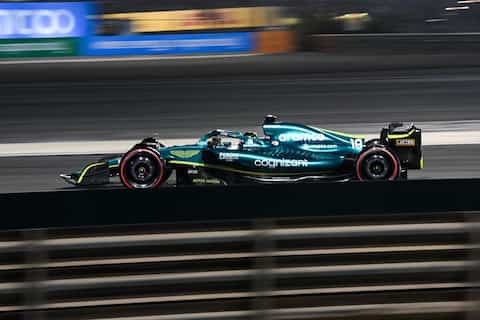 Lance rides in his racing car at the Bahrain Grand Prix.