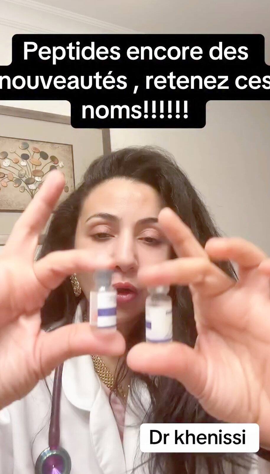 Capture d’écran d’une vidéo où la médecin louange deux peptides illégaux au Canada.