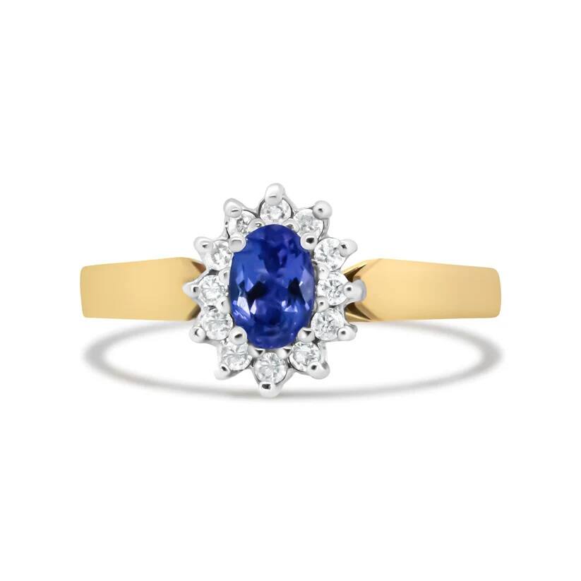 Bague De Fiançailles Halo Opale De Feu Ovale 2.50 Ct - Or Jaune Plaqué Sur Argent 925 - Taille 4 à 15