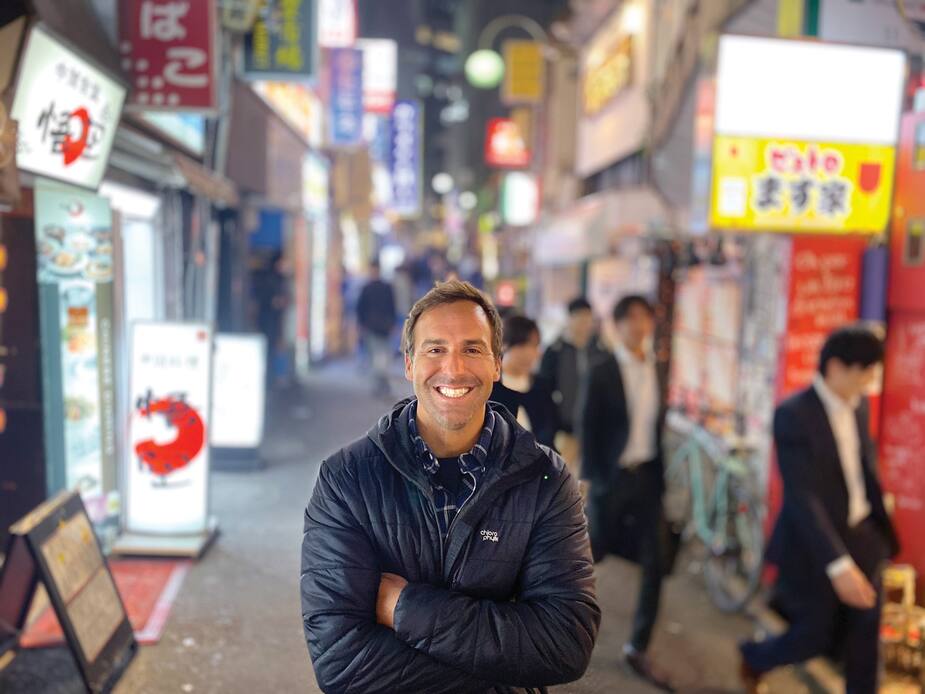 L’animateur, Jean-Michel Péloquin, à Tokyo.