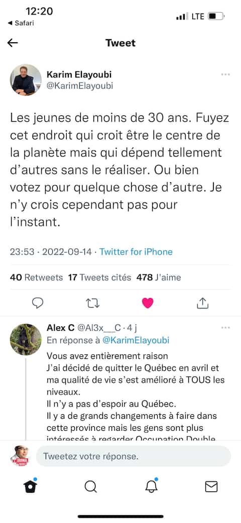 A star Conservative candidate invites young people to flee Quebec