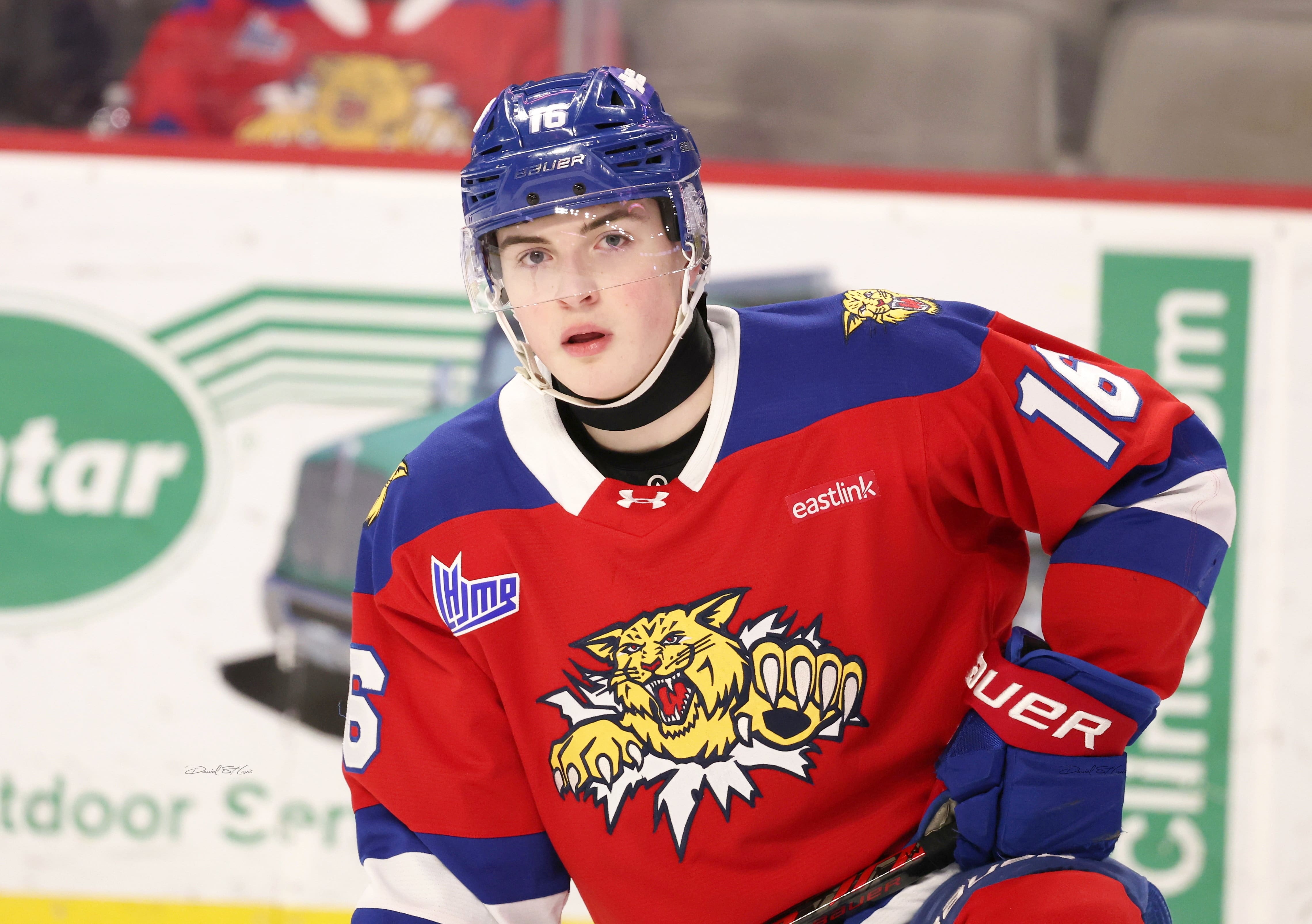 Le défenseur Tommy Bleyl, dans l'uniforme des Wildcats, le 27 mars 2026, lors d'un match disputé à Moncton.