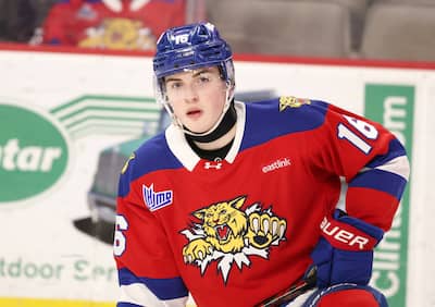 Le défenseur Tommy Bleyl, dans l'uniforme des Wildcats, le 27 mars 2026, lors d'un match disputé à Moncton.