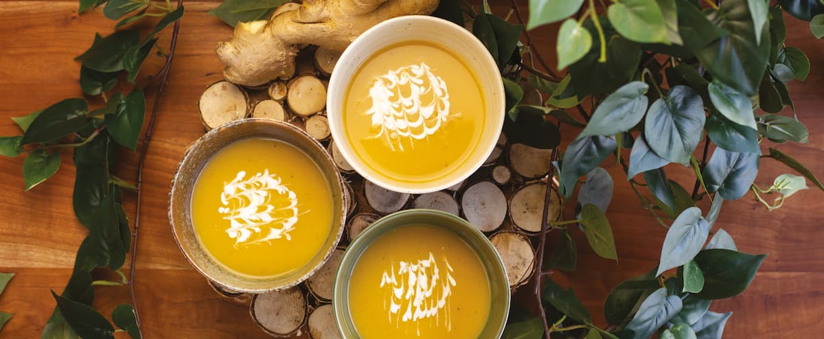 Potage de courge grillée au four