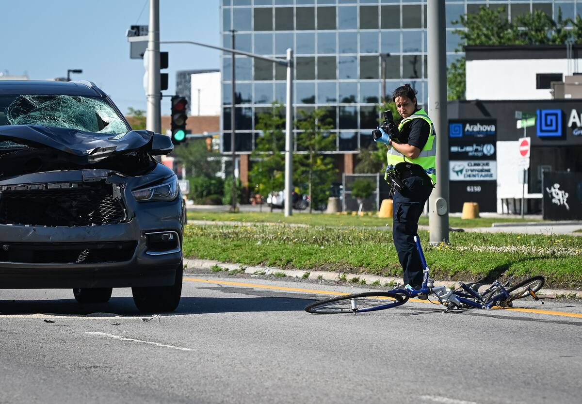 Happ&eacute; par un VUS &agrave; Brossard, un cycliste repose entre la vie et la mort
