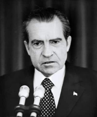 This file photo taken on April 30, 1973 shows U.S. President Richard Nixon taking full responsibility for the Watergate scandal during a speech broadcast to the American people in Washington, DC.