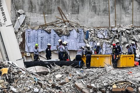 Un edificio derrumbado en Surfside: