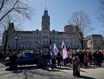 Demonstrators marched from the National Assembly to Old Quebec demanding a permanent ceasefire in Gaza.