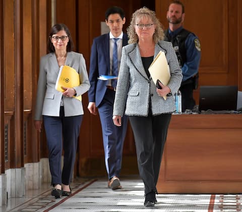 Danielle McCann and Marguerite Blais in March 2020.