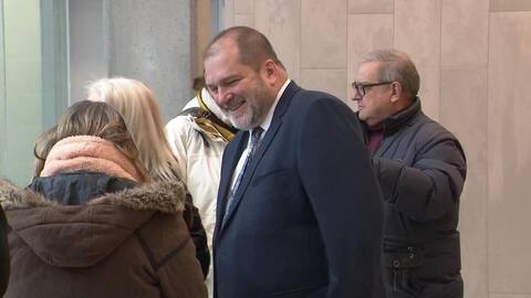 Fallen MP Harold Lebel during a visit to Rimouski Court last November.