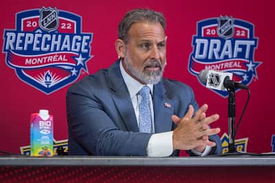 Martin Lapointe, durante a repescagem do LNH, vendido em 8 de julho de 2022, em Montreal