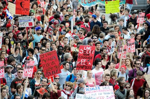 On March 22, 2012, thousands of students marched through the city of Montreal in a nationwide protest against rising tuition fees.
