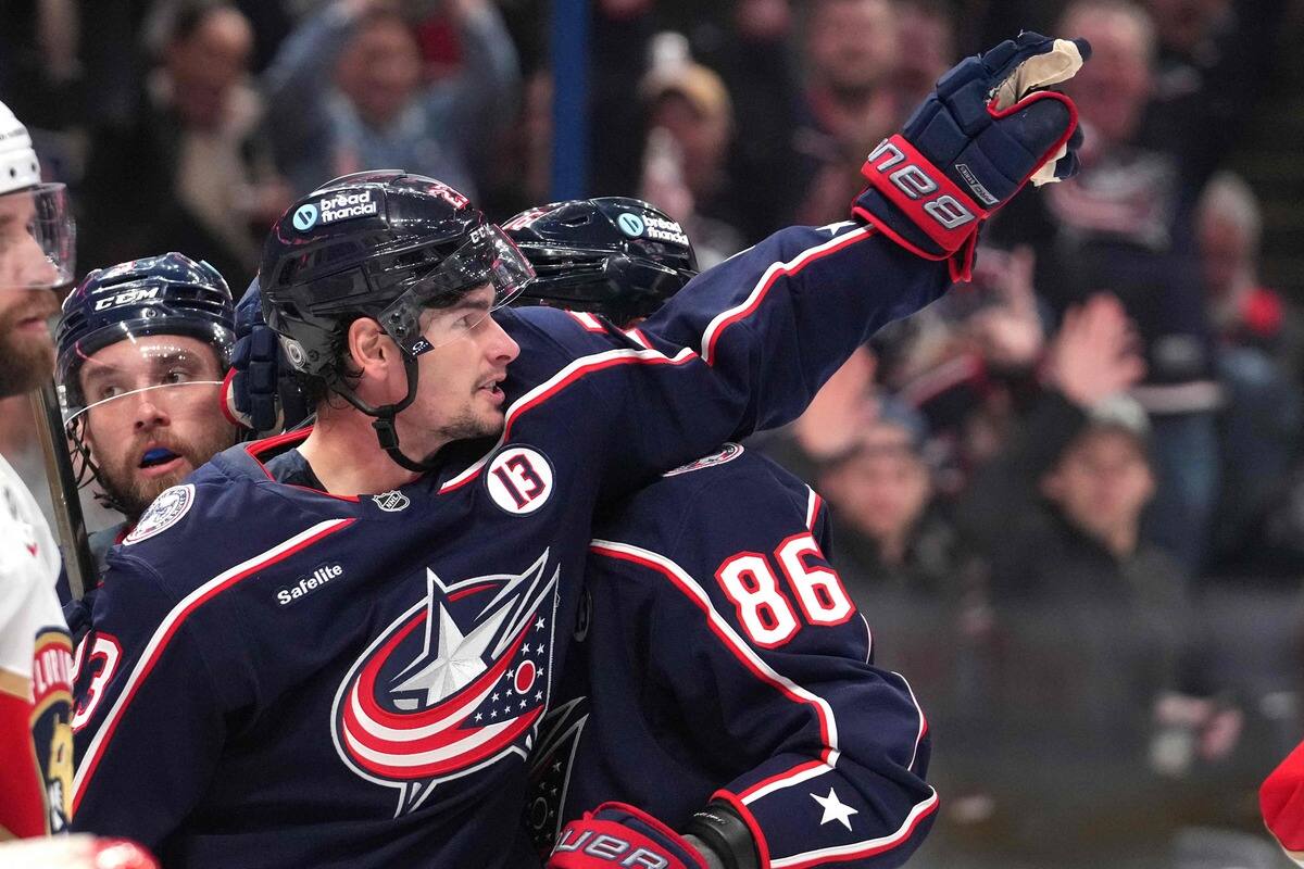 Sean Monahan in action for the Columbus Blue Jackets