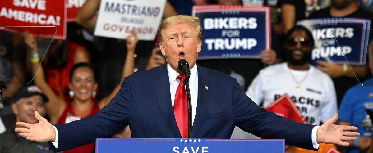 In front of his supporters, Trump called Biden an “enemy of the state.” In front of his supporters, Trump called Biden an “enemy of the state.”