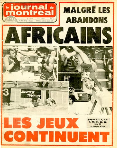 Um artigo do «Journal de Montréal» de 20 de julho de 1976 foi a questão do boicote aos países africanos.