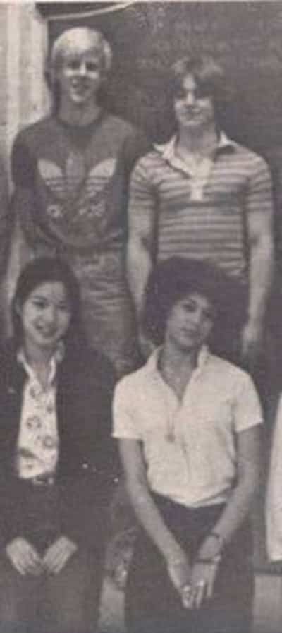 A class portrait from Westmount High School in Montreal, 1981. Kamala Harris can be seen hovering in the front row.