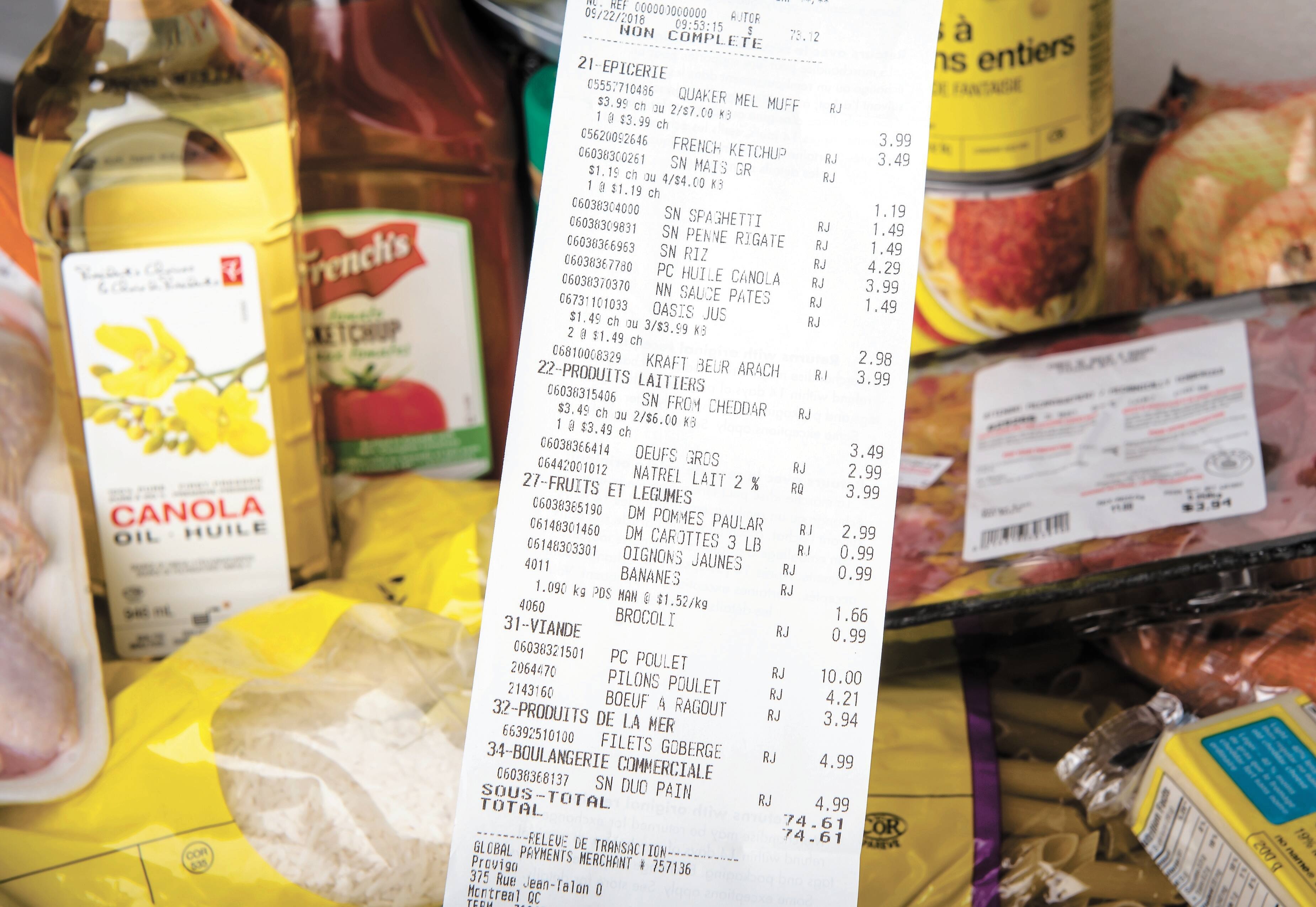 Les Canadiens préoccupés par le prix des aliments