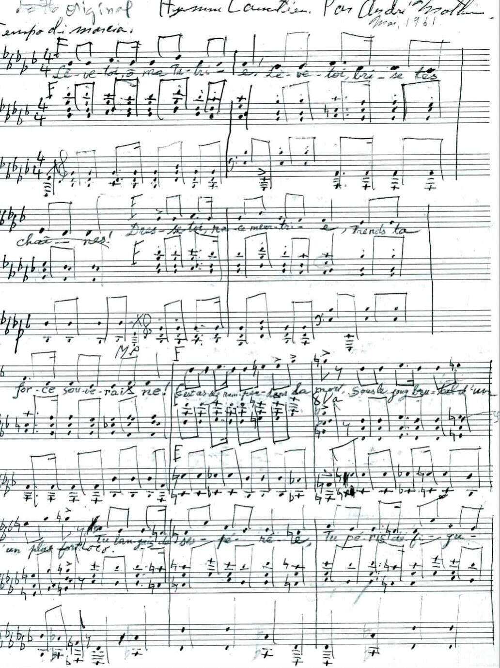 [À ÉCOUTER] André Mathieu a composé un hymne national du Québec comme ...