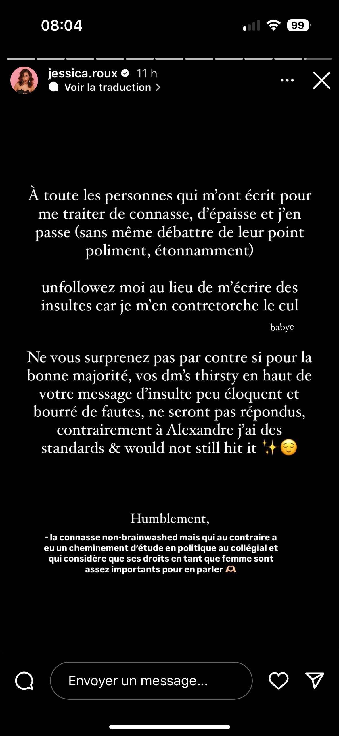 Jessica Roux expose publiquement un «troll» qui tient des propos ...