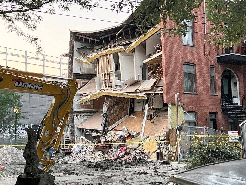 The building that collapsed in the Saint-Henri district of Montreal on Monday afternoon.