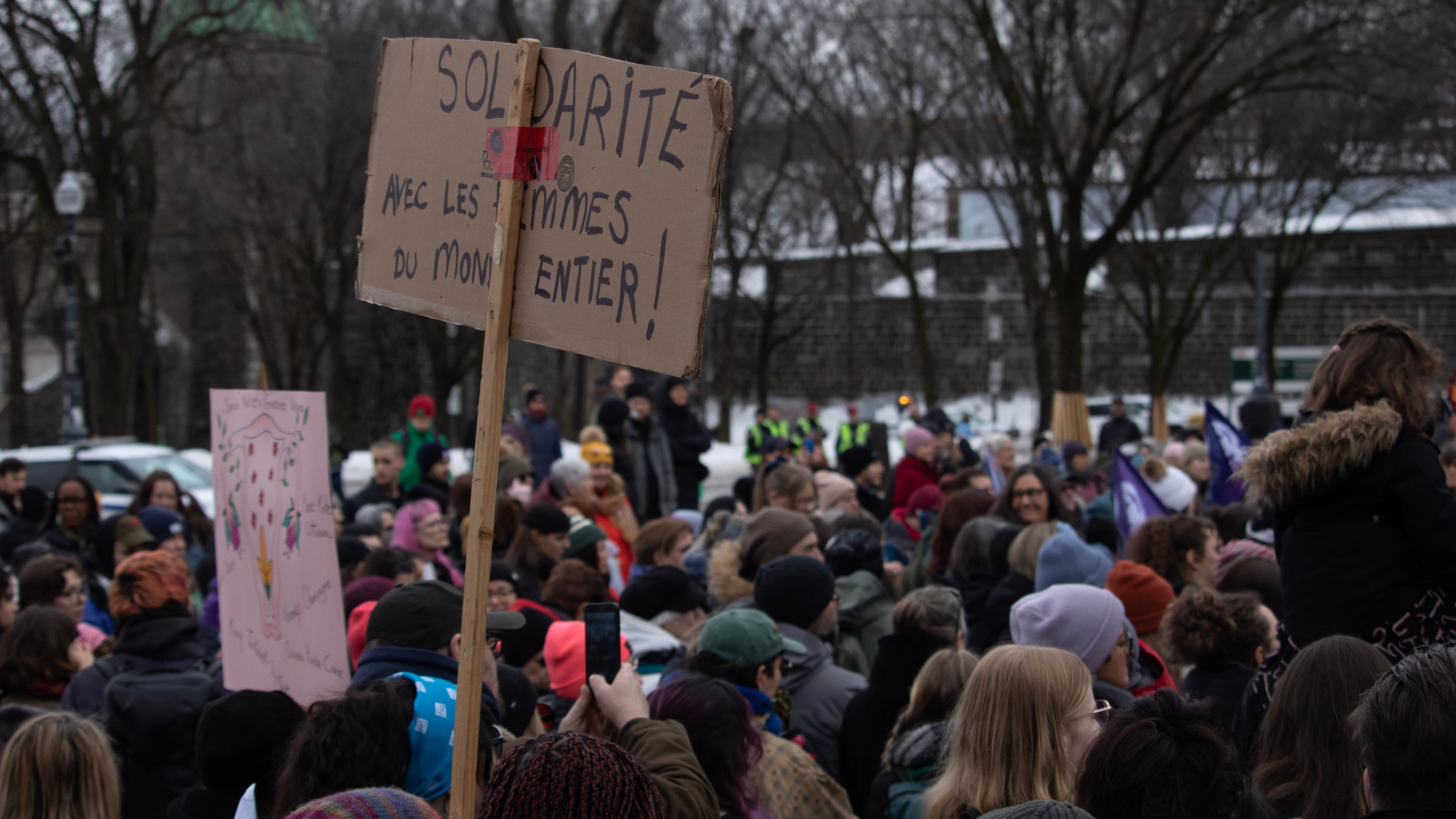 Manifestations pour les droits des femmes: la politique internationale au c&oelig;ur des pr&eacute;occupations
