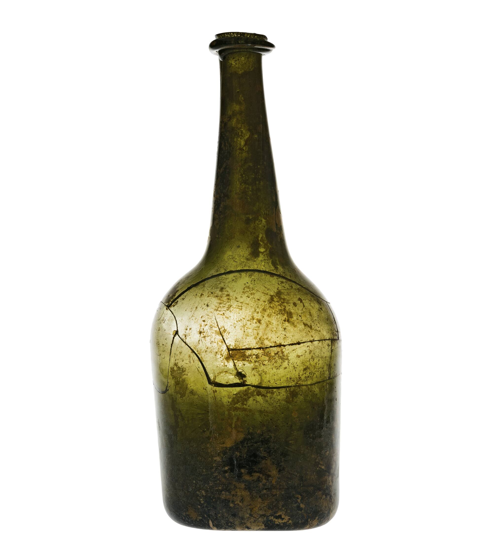 Bouteille De Vin En Verre Soufflé – 19ème Siècle – Objet D'occasion Avec Bulles