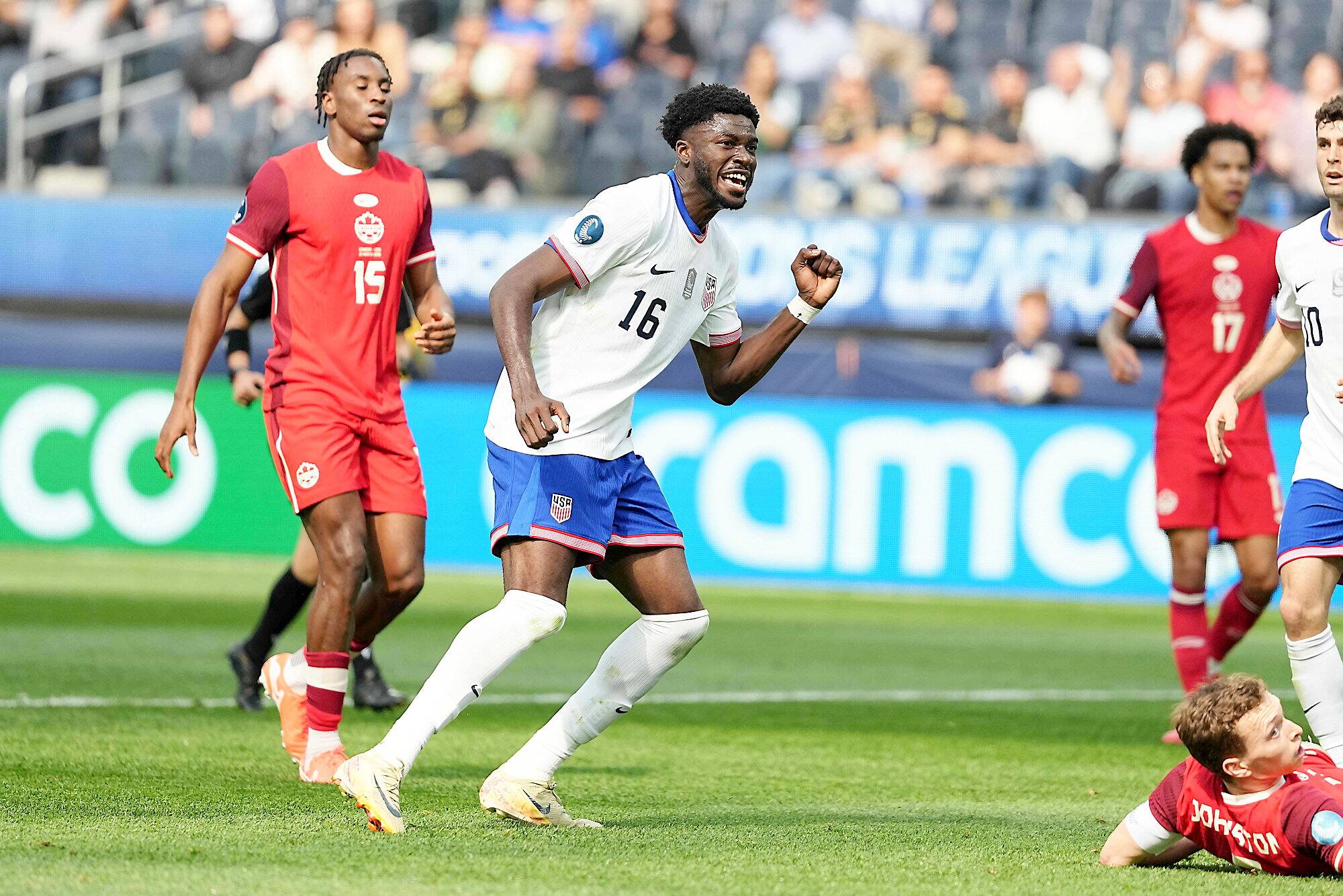 Jonathan David celebrated his goal against the United States by approaching his left hand of his ear as if he wanted to know if the Californian crowd had become silent.