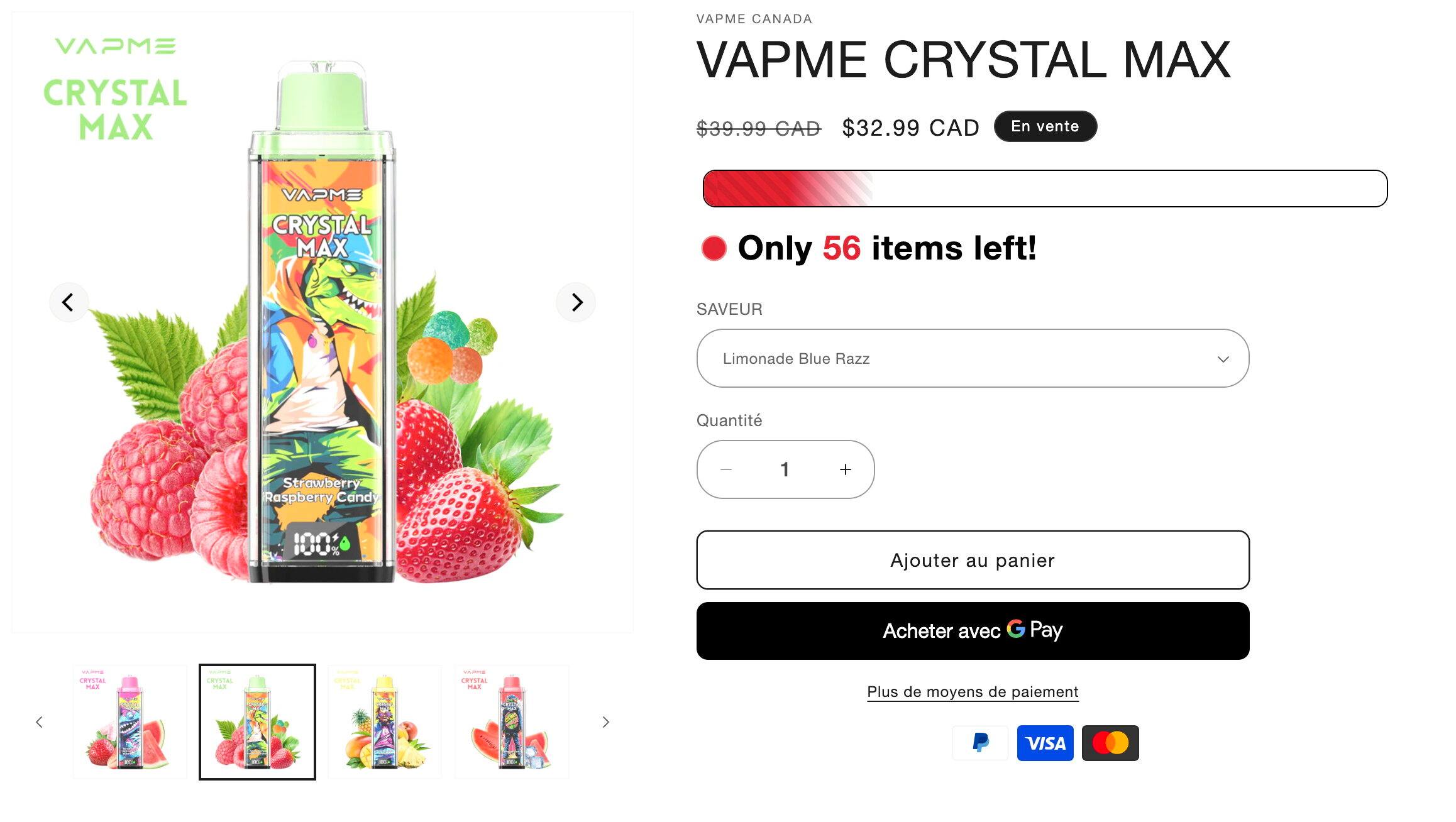 Le site vapme.ca, qui vendait des vapoteuses à saveurs, a été fermé dans le cadre de l'opération majeure.