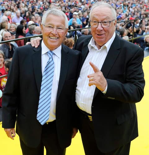 Michel Bergeron with former Canadian coach Jacques Demers, in 2015.