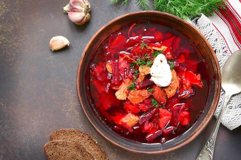 Porsche soup made from beets, a Ukrainian specialty popular in many Slavic countries.