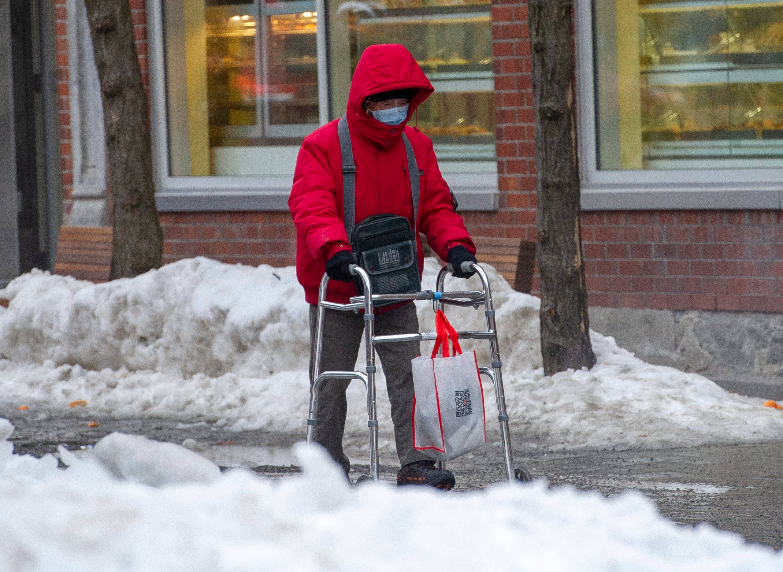On the left, a customer stocking up on toilet paper at Costco on March 13, 2020. On the right, seniors received wishes for their 90th birthday through their home window on March 23, 2020... confinement required.