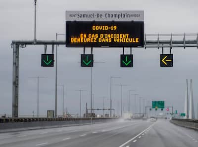 On the left, a customer stocking up on toilet paper at Costco on March 13, 2020. On the right, seniors received wishes for their 90th birthday through their home window on March 23, 2020... confinement required.