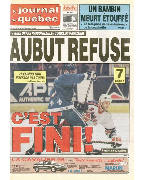 In the May 17, 1995 edition of the Journal, Mr. Parizeau announced the death of the Nordics.