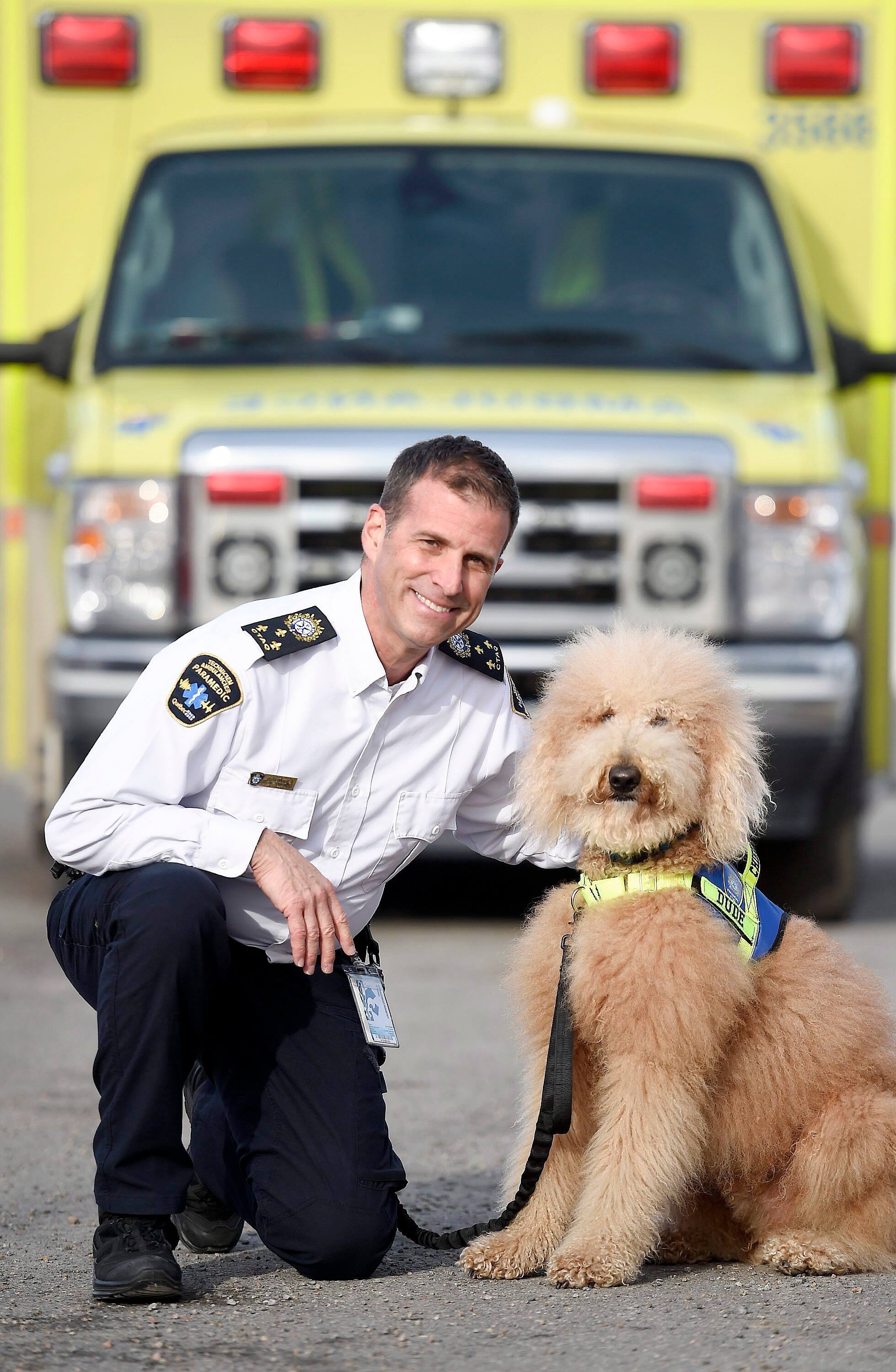 Paramédics de Québec le chien Dude est là pour apaiser