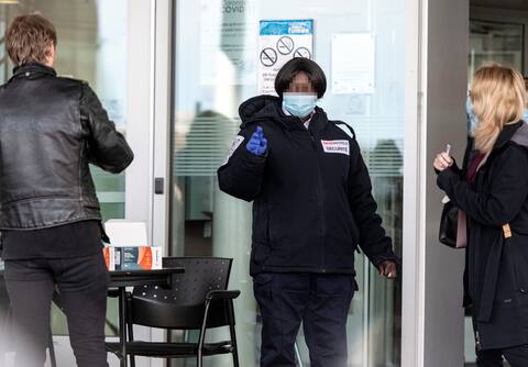 A Carda employee working at Charles-Le Moine Hospital in Greenfield Park.