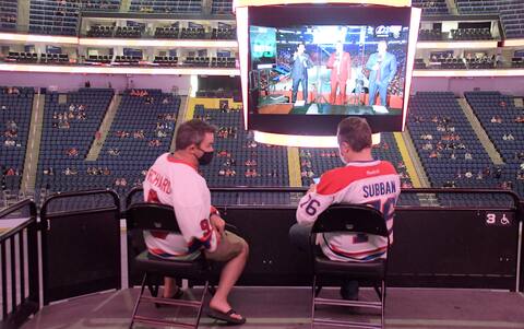 The game was broadcast on a giant screen at the Videotron Center on Friday.