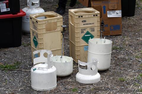 Fake propane cylinders with double bottoms were also found.