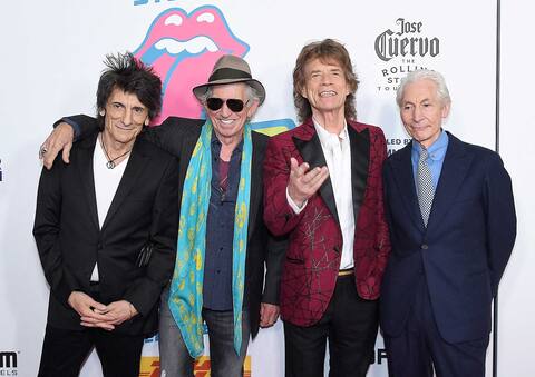 Ronnie Wood, Keith Richards, Mick Jagger y Charlie Watts en un evento social en la ciudad de Nueva York el 15 de noviembre de 2016.